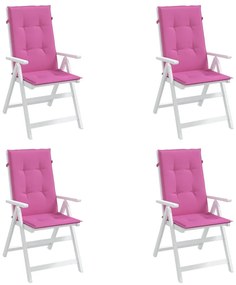 Μαξιλάρια Καρέκλας με Πλάτη 4 τεμ. Ροζ Υφασμάτινα - Ροζ