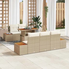 vidaXL Σετ Καναπέ Κήπου με αποθήκευση 6 pcs Μπεζ Πολυ ράταν