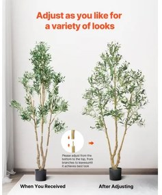 VEVOR 210cm Artificial Olive Tree Tall Fake Plant with Pot for Home Office
