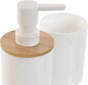 Σετ Μπάνιου Home ESPRIT Λευκό Φυσικό Bamboo πολυστερίνη 7 x 7 x 16 cm