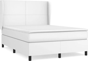vidaXL Κρεβάτι Boxspring με Στρώμα Λευκό 140x190εκ.από Συνθετικό Δέρμα