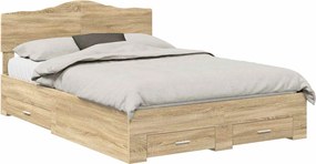 vidaXL Σκελετός Κρεβατιού Δρύς Sonoma 150 x 200 cm Επεξεργασμένο Ξύλο
