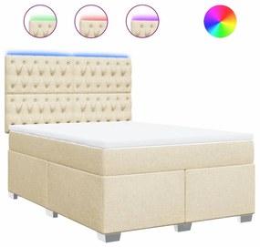 ΚΡΕΒΑΤΙ BOXSPRING ΜΕ ΣΤΡΩΜΑ ΚΡΕΜ 140X200 ΕΚ. ΥΦΑΣΜΑΤΙΝΟ 3292823