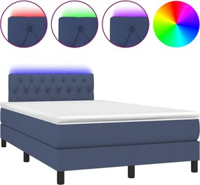 vidaXL Κρεβάτι Boxspring με Στρώμα &amp; LED Μπλε 120x200 εκ. Υφασμάτινο