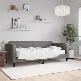 Καναπές Κρεβάτι με Στρώμα Σκούρο Γκρι 90 x 190 εκ. Υφασμάτινο - Γκρι