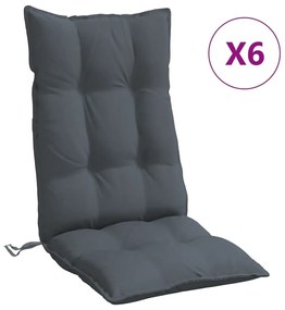 Μαξιλάρια Καρέκλας με Πλάτη 6 τεμ. Ανθρακί από Ύφασμα Oxford - Ανθρακί