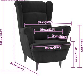 vidaXL Πολυθρόνα Μαύρη Βελούδινη