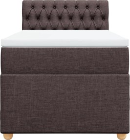 vidaXL Κρεβάτι Boxspring με Στρώμα Σκούρο Καφέ 90x190 εκ. Υφασμάτινο