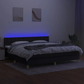 ΚΡΕΒΑΤΙ BOXSPRING ΜΕ ΣΤΡΩΜΑ &amp; LED ΜΑΥΡΟ 200X200 ΕΚ. ΥΦΑΣΜΑΤΙΝΟ 3134063