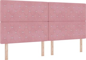 vidaXL Κρεβάτι box spring με στρώμα Ροζ 200 x 200 cm Βελούδο