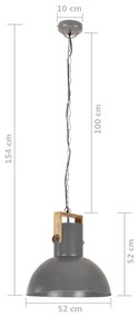 Φωτιστικό Industrial Στρογγυλό 25 W Γκρι 52 εκ. Ξύλο Μάνγκο Ε27 - Γκρι