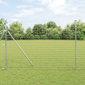 vidaXL Φράχτης με Στήλες. Ασημί 1.6 x 10 m Ατσάλι