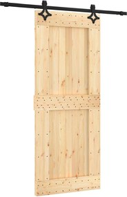 vidaXL Συρόμενη Πόρτα Φυσικό και Μαύρο 85 x 210 cm