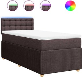 vidaXL Κρεβάτι Boxspring με Στρώμα Σκούρο Καφέ 90x200 εκ. Υφασμάτινο