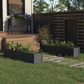 vidaXL Ζαρντινιέρες Υπερυψωμ. 2 τεμ. Γκρι 150x31x31εκ. από Μασίφ Πεύκο