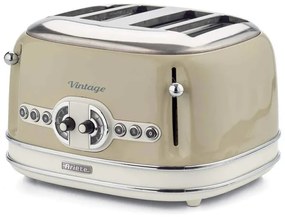 Τοστιέρα ψωμιού Ariete VINTAGE 0156/03, 1600W, 4 φέτες, 3 λειτουργίες, 6 στάδια, αφαιρούμενος δίσκος ψίχας, Μπεζ