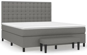 Κρεβάτι Boxspring με Στρώμα Σκούρο Γκρι 180x200 εκ Υφασμάτιν - Γκρι