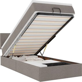 vidaXL Οθωμανικό κρεβάτι με στρώμα Taupe 90x190cm ύφασμα