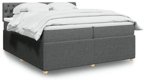 Κρεβάτι Boxspring με Στρώμα Σκούρο Γκρι 200x200 εκ. Υφασμάτινο