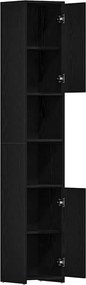 vidaXL Ντουλάπι Μπάνιου Μαύρο Δρυς 30x30x183,5 εκ. από Τεχνητό Ξύλο