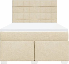 vidaXL Κρεβάτι Boxspring με Στρώμα Κρεμ 140x190 εκ. Υφασμάτινο