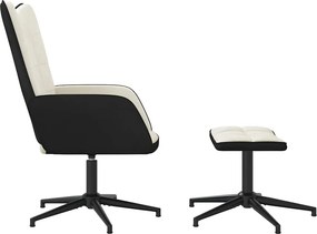vidaXL Πολυθρόνα Relax Λευκό Κρεμ από Βελούδο και PVC με Σκαμπό