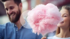 Intra Συλλεκτικό Ξύλινο Παζλ Plywood  4mm - Ευτυχισμένο ζευγάρι με ροζ μαλλί της γριάς Σε Ξύλινο Κουτί - Διαστάσεις Puzzle: 10x10 cm – 25 κομμάτια