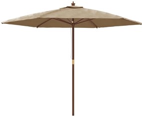 vidaXL Ομπρέλα Κήπου με Ξύλινο Ιστό Taupe 299 x 240 εκ.