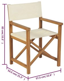 Καρέκλες Σκηνοθέτη Πτυσσόμενες 2 τεμ. Κρεμ από Μασίφ Ξύλο Teak - Κρεμ