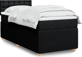 vidaXL Κρεβάτι Boxspring με Στρώμα Μαύρο 100 x 200 εκ. Υφασμάτινο