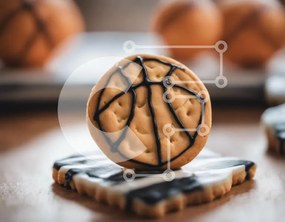 Σετ των 2 Intra Συλλεκτικό Ξύλινο Παζλ Plywood  4mm - Εμφάνιση cookie με θέμα το μπάσκετ Σε Ξύλινο Κουτί - Διαστάσεις: 10x10 cm – 25 κομμάτια