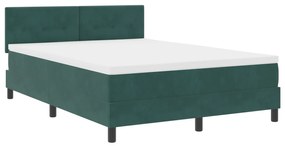 vidaXL Κρεβάτι Box Spring με Στρώμα  Σκούρο Πράσινο 140x200 εκ Βελούδο