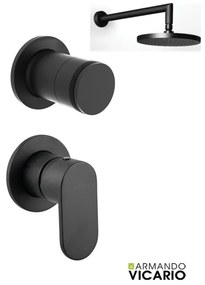 Armando Vicario Slim Black Matt Μίκτης Εντοιχισμού 1 Εξ.+εκτροπέας περ/κός 2 εξ.+ Ανακλινόμενη Κεφαλή Round Ø30εκ+Μπράτσο Τοίχου