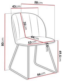 Καρέκλα Comfivo 101, Μαύρο, Μπλε, 80x52x58cm, 8 kg, Ταπισερί, Μεταλλικά | Epipla1.gr