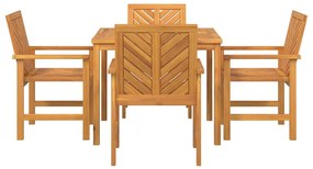 vidaXL Σέτ φαγητού για κήπο 5 pcs Καφέ Στερεό Ξύλο Ακακίας