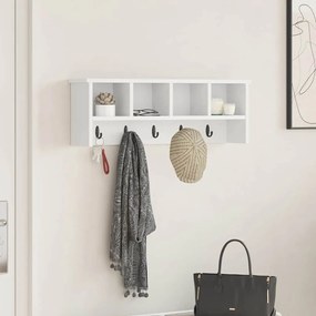 vidaXL Τοίχου Κρεμάστρα Λευκό 75 x 16 x 26 εκ Επεξεργασμένο ξύλο