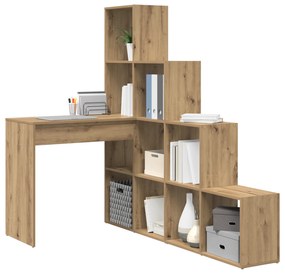 vidaXL Γωνιακό γραφείο με ράφι artisan δρυς 101.5 x 149.5 x 149.5 εκ.