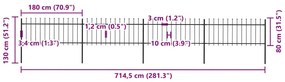 vidaXL Κάγκελα Περίφραξης με Λόγχες Μαύρα 6,8 x 0,8 μ. από Χάλυβα
