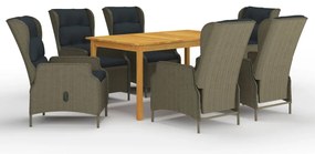 vidaXL Σετ Τραπεζαρίας Κήπου 7 Τεμαχίων Καφέ