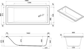 Μπανιέρα SANITANA Cubic-140 x 70 εκ.