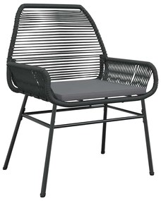 vidaXL Σέτ φαγητού για κήπο με μαξιλάρι 5 pcs Μαύρο συνθετικό ρατάν