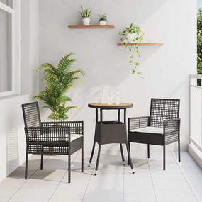 vidaXL Σέτ φαγητού για κήπο 3 pcs Μαύρο συνθετικό ρατάν