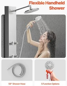 VEVOR Shower Panel Tower System Stainless Steel Column Rainfall Head Massage Jet