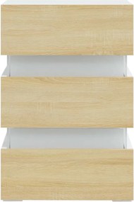 vidaXL Κομοδίνο με LED Λευκό/Sonoma Δρυς 45x35x67 εκ. Επεξεργασμ. Ξύλο