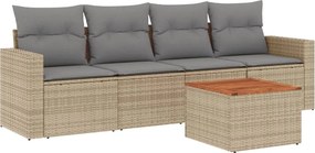 vidaXL Patio Sofa Set 4-θέσια Μίξη μπεζ και ανοιχτό γκρι