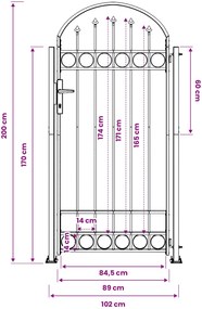 vidaXL Στύλος Περιφράξεων ASSEN 200 x 88 x 14 εκ. Ατσάλι Κλειδώσιμο