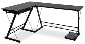 Metalic computer table Levi MDF in black color 158x120x73cm 158x120x73 εκ.