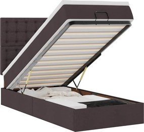 vidaXL Οθωμανικό κρεβάτι με στρώμα σκούρο καφέ 90x190cm ύφασμα