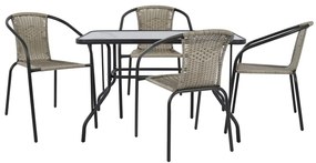 Σετ κήπου Τραπεζαρία HM5189.02 5 τεμ Μεταλλικό Γκρί με Τραπέζι 110x60x71 εκ. &amp; 4 Καρέκλες
