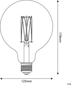 LED Λαμπτήρας C56 Γλόμπος G125 Μελί Νήμα Cage 7W E27 Dimmable 2700K